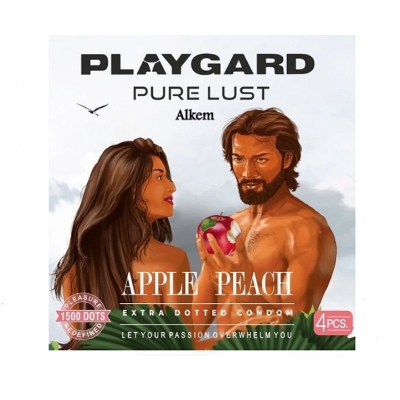 Picture of Playgard Pure Lust Extra Dotted Apple Peach Flavor Condom For Men 4pcs | India
