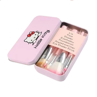 Picture of Hello Kitty Makeup Fever Mini Brush Set Pink / Black 7Pcs - Brush Set