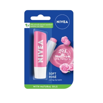 Picture of NIVEA Soft Rose 4.8gCaring Lip Balm | 24 H Melt in Moisture Formula | Natural Oils | Glossy Finish