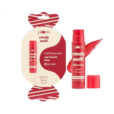 Picture of Plum Candy Melts Red Velvet Love Tinted Lip Balm 4.5gm | Moisturizes & Nourishes | Hydrates Dry & Chapped Lips | 100% Vegan