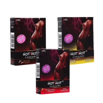 Picture of HotShot Condom Combo for Men | Dotted Extra Time Banana, Chocolate, Strawberry Flavor Condom | 3x3=9pcs Condom | India | Wedding, Honeymoon, Valentine Couple Combo Pack