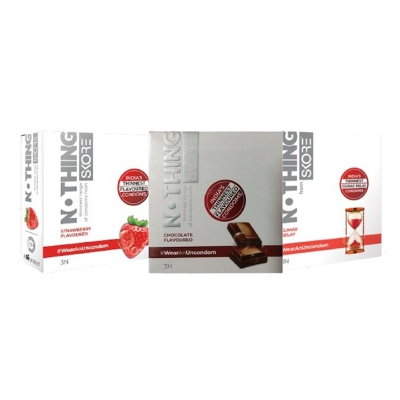 Picture of Skore Nothing Thinnest Pleasure Condom Mix Combo 3pcs x3 | Not-Out, Chocolate, Strawberry Flavor Climax Delay Condom for Men | Wedding, Honeymoon, Valentine Couple Combo Pack | India