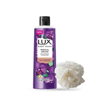 Picture of Lux Body Wash Magical Orchid 245ml+Free Loofah Black Orchid Scent & Juniper Oil Liquid Body wash | Bangladesh