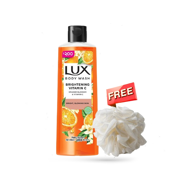 Picture of Lux Body Wash Brightening Vitamin C 245ml+Free Loofah Orange Blossom & Vitamin C Liquid Body wash | Bangladesh