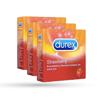 Picture of Durex - Strawberry Condom For Men- Combo Pack - 3 Packs - 3x3=9pcs