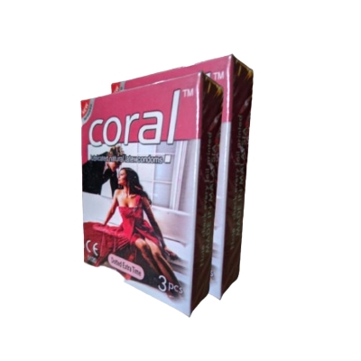 Picture of Coral Dotted Extra Time Lubricated Natural Latex Condom for Men | Combo Pack 3x2=6pcs | Malaysia