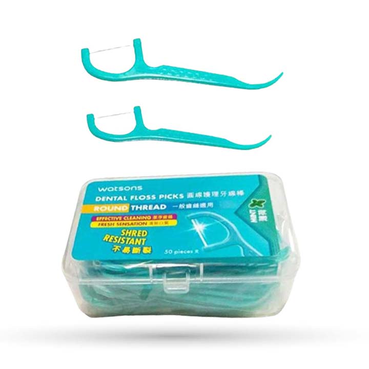 Picture of Watsons Round Thread Mint Dental Floss Picks - 50 Pieces Box