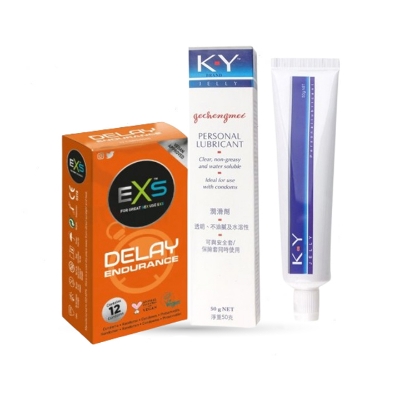 Picture of KY Jelly Personal Lubricant Water Based Lube 50gm & EXS Delay Endurance Extra Time Condom 12pcs Pack | Wedding, Honeymoon, Valentine Couple Combo Pack