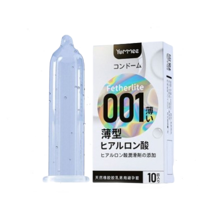 Picture of Yommee 001 Ultra Thin 10pcs Condom Fetherlite Natural Latex Rubber Condom Hyaluronic Acid Moisture