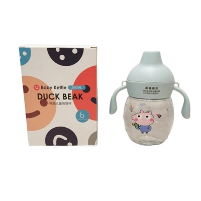 Picture of 1pcs 280ml Mumpot Baby Kettle Duck Beak Cute Cartoon Children Straw Bottle Portable Leakproof Anti-choking Water Cup Large Capacity Baby Infant Learning Training Drinking Bottle