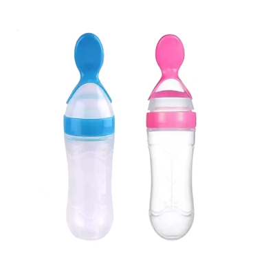 Picture of Baby Smile Rice Powder Feeder 90ml Silicone Bottle with Plastic Spoon Feeder