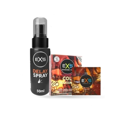 Picture of Valentine Day Special Combo Pack | EXS Delay Spray 50ml & EXS Cola Flavor Condom 3pcs Pack | UK | Condom & Lube Combo for Valentine Lover Couple, Married Couple Gift