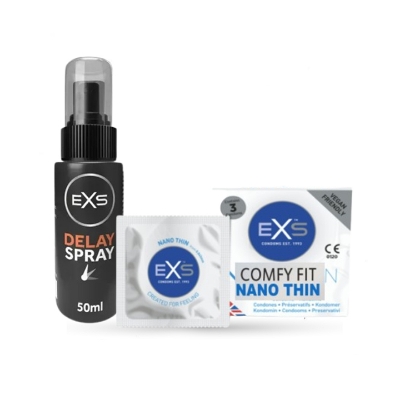 Picture of Valentine Day Special Combo Pack | EXS Delay Spray 50ml & EXS Nano Thin Condom 3pcs Pack | UK | Condom & Lube Combo for Valentine Lover Couple, Married Couple Gift