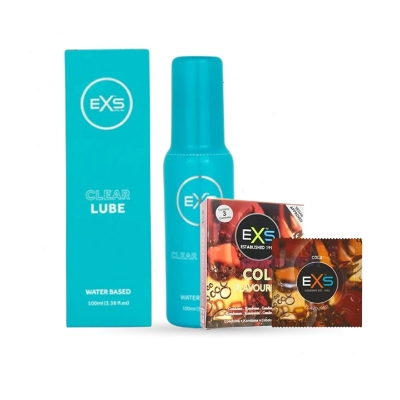 Picture of Valentine Day Special Combo Pack | EXS Clear Water Based Lubricant 100ml & EXS Cola Flavor Condom 3pcs Pack | UK | Condom & Lube Combo for Valentine Lover Couple, Married Couple Gift