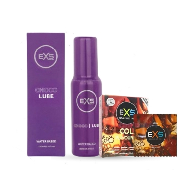 Picture of Valentine Day Special Combo Pack | EXS Chocolate Flavor Water Based Lubricant 100ml & EXS Cola Flavor Condom 3pcs Pack | UK | Condom & Lube Combo for Valentine Lover Couple, Married Couple Gift