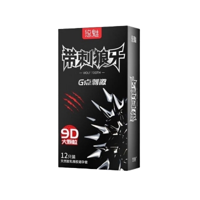 Picture of Wolf Tooth 9D Large Dots Condom for Men Women G Dot Stimulation Spike With Nubs 12pcs Pack | Brand- G POINT