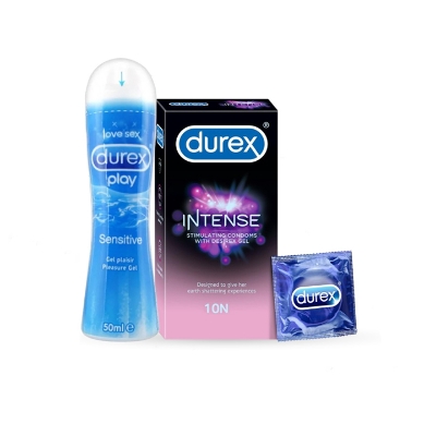 Picture of Valentine Day Special Combo Pack | Durex Play Sensitive Lube 50ml & 10pcs/ 3pcs Durex Intense Condom | Condom & Lube Combo for Valentine Lover Couple, Married Couple Gift