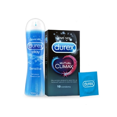 Picture of Valentine Day Special Combo Pack | Durex Play Sensitive 50ml Lube & 10pcs/ 3pcs Durex Mutual Climax Condom | Condom & Lube Combo for Valentine Lover Couple, Married Couple Gift