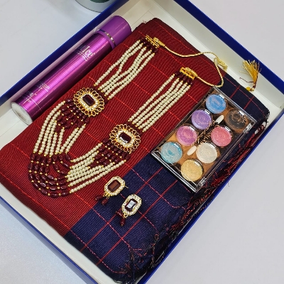 Buy Combo for Women Sharee + Perfume + Neckless Set + Make Up Box at best price In Bangladesh