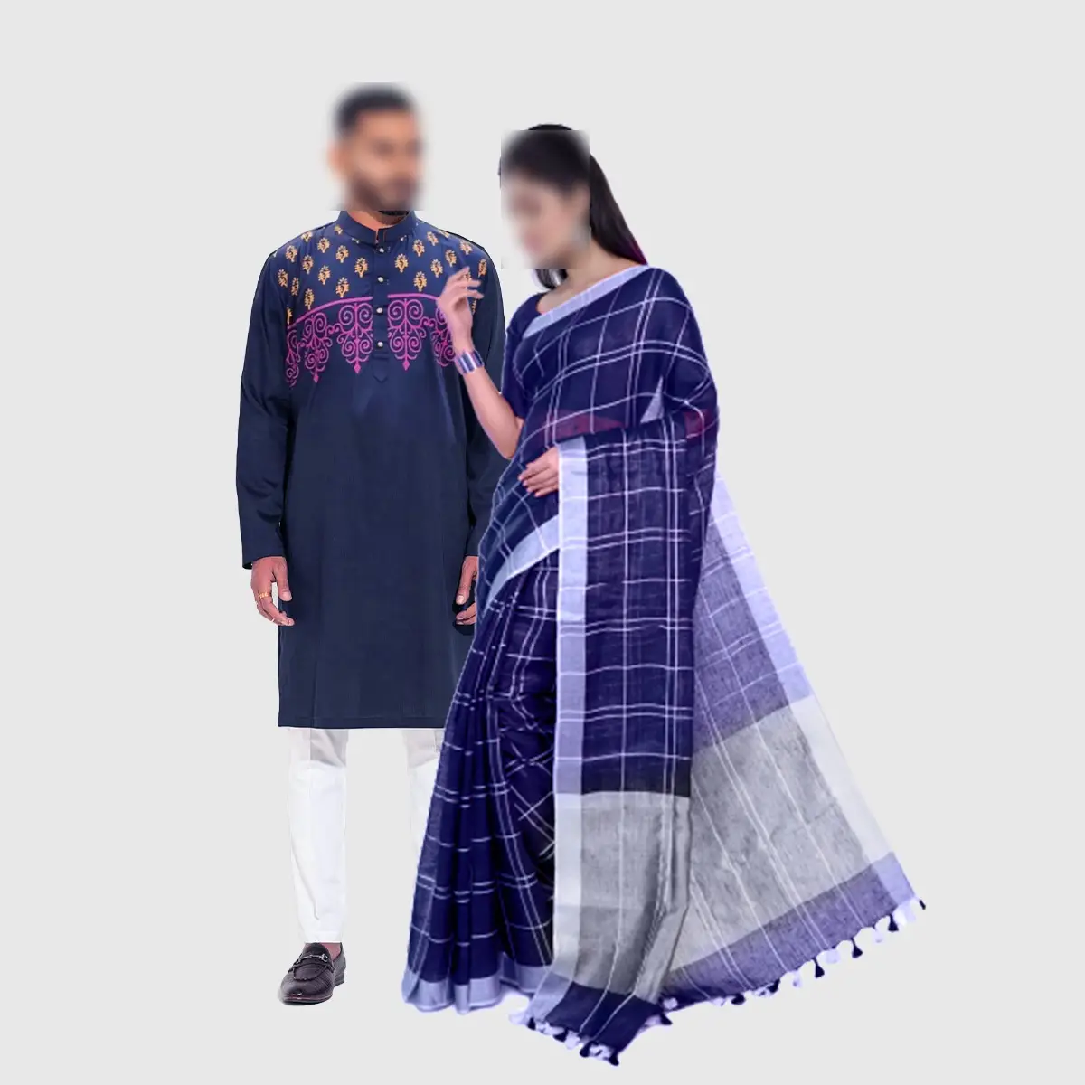 Buy Premium Couple Matching Set for Men & Women - Sari and Panjabi at best price In Bangladesh