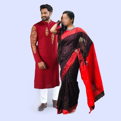 Buy Premium Couple Matching Set for Men & Women - Sari and Panjabi at best price In Bangladesh