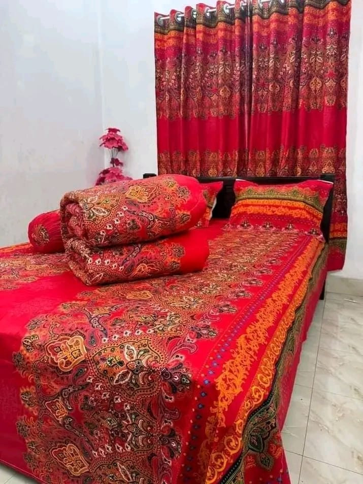 Buy Luxury Twill Cotton King Size Bed Sheet - 4 Pecs Set at Best Price In Bangladesh