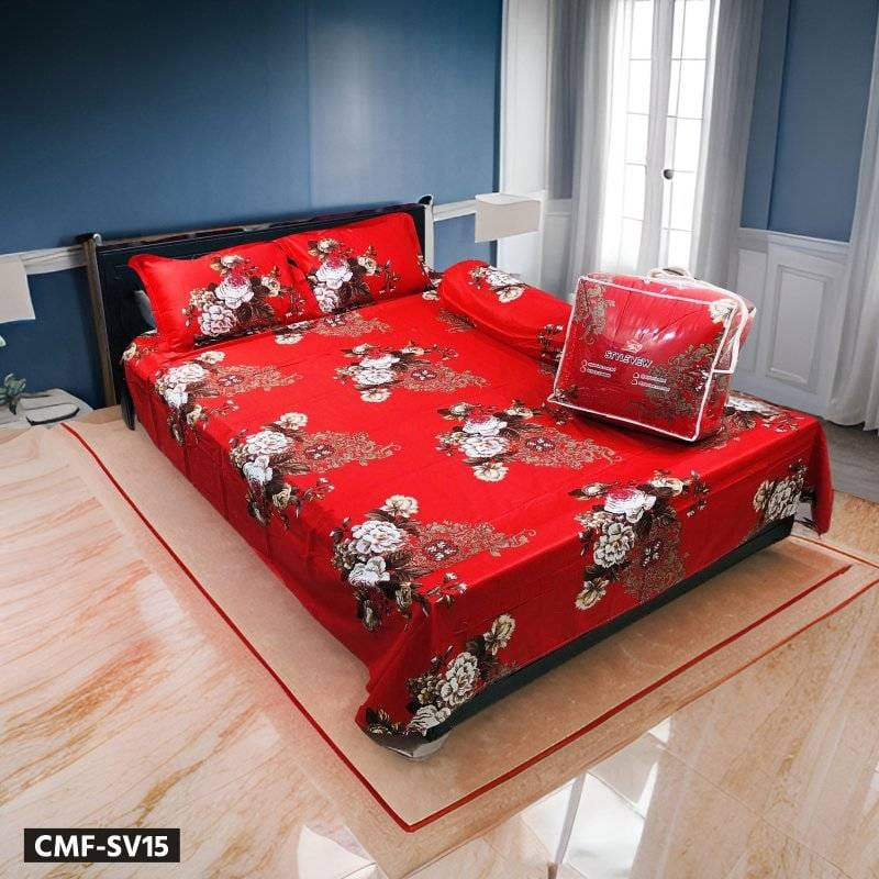 Buy Luxury Twill Cotton King Size Bed Sheet - 4 Pecs Set at Best Price In Bangladesh