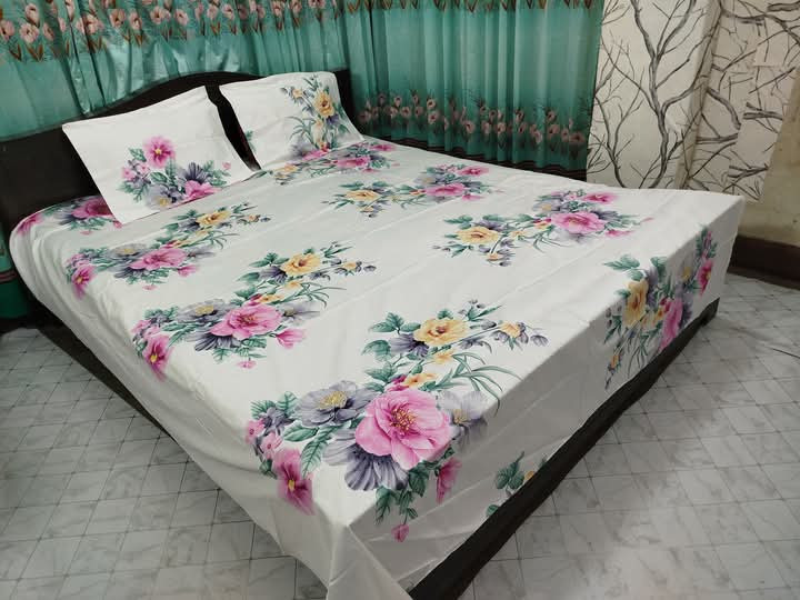 Buy Luxury Twill Cotton King Size Bed Sheet - 4 Pecs Set at Best Price In Bangladesh