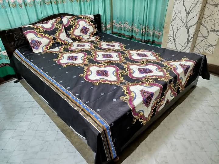 Buy Luxury Twill Cotton King Size Bed Sheet - 4 Pecs Set at Best Price In Bangladesh