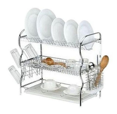 Picture of High-Quality High-Quality 3 Layer Kitchen Rack - Silver - Organize Your Kitchen With This Sturdy And Spacious 3-Layer Kitchen Rack
