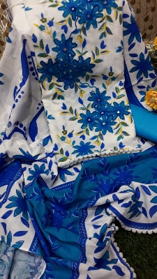 Buy 2025 New Unstitched Joypuri Ari work Three Piece For Women Salwar Kameez Screen and Block Print at Best Price In Bangladesh