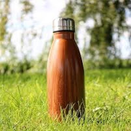 Picture of 500ml Stainless Steel Insulated Cola Shaped Wood Grain Printing Water Bottle