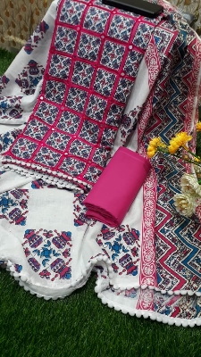 Buy 2025 New Unstitched Joypuri Ari work Three Piece For Women Salwar Kameez Screen and Block Print at Best Price In Bangladesh