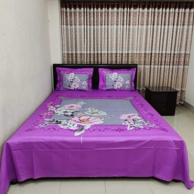 Buy  Luxury Panel Cotton King Size Printed Bedsheet - 3 Pecs Set at Best Price In Bangladesh