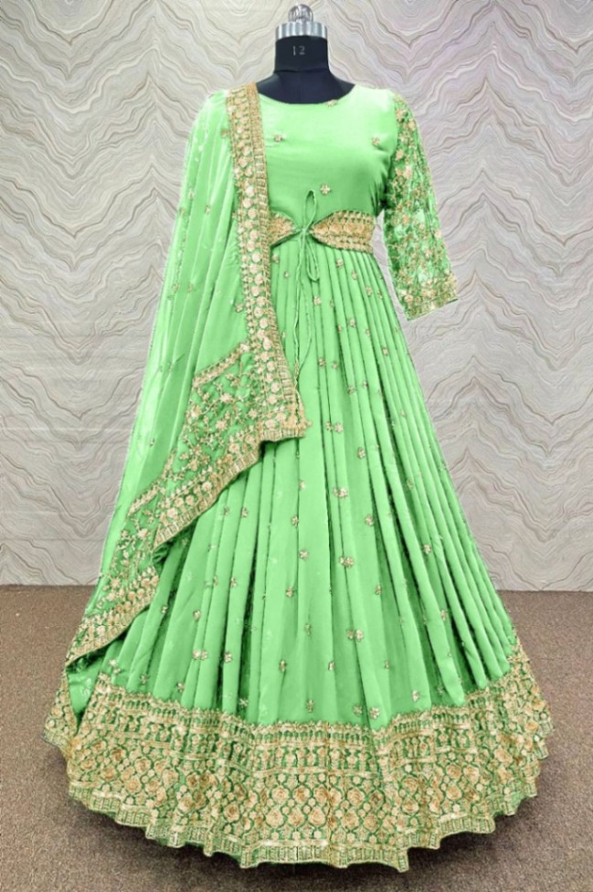 Buy Semi Stitched Georgette Embroidery Long Floor Touch Anarkali Party Dress at Best Price In Bangladesh