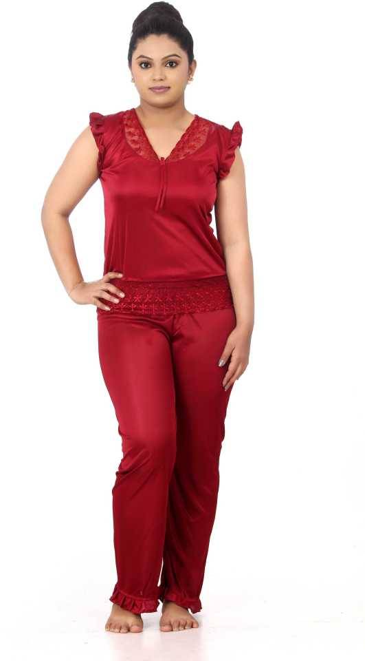 Buy Women's Satin Night Suit Set (Top and Pajamas) - TU-554 at best price in Bangladesh