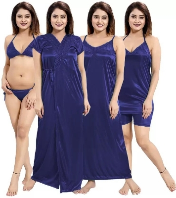 Buy Stylish Satin Long Short Night Wear for Women - TU-101 at best price in Bangladesh