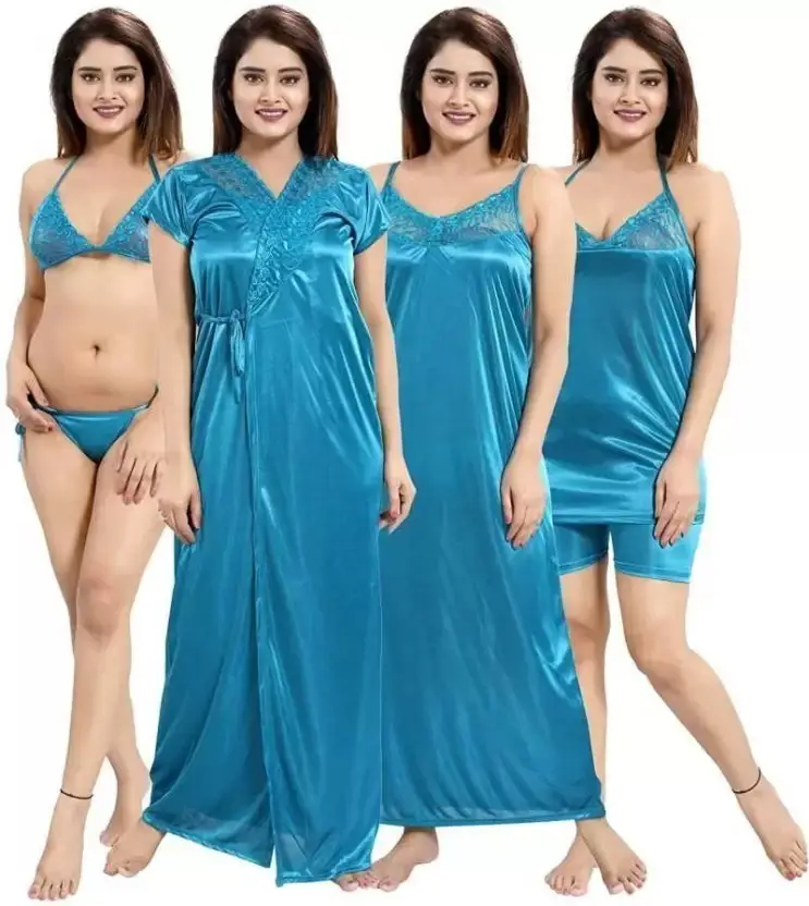 Buy Stylish Satin Long Short Night Wear for Women - TU-101 at best price in Bangladesh