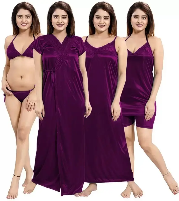 Buy Stylish Satin Long Short Night Wear for Women - TU-101 at best price in Bangladesh