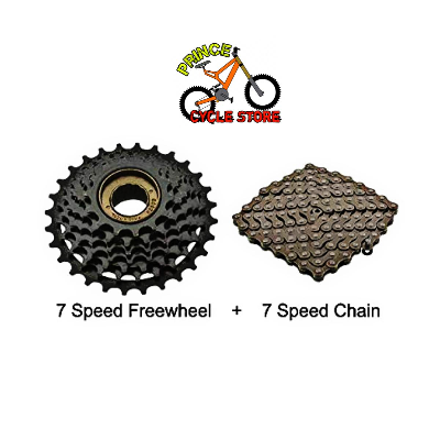 Buy Bicycle 7S Freewheel 7 Speed Mountain MTB 14-28 Teeth + 7S Chain (Freewheel+ Chain) Prince Cycle Store   At Best Price In Bangladesh