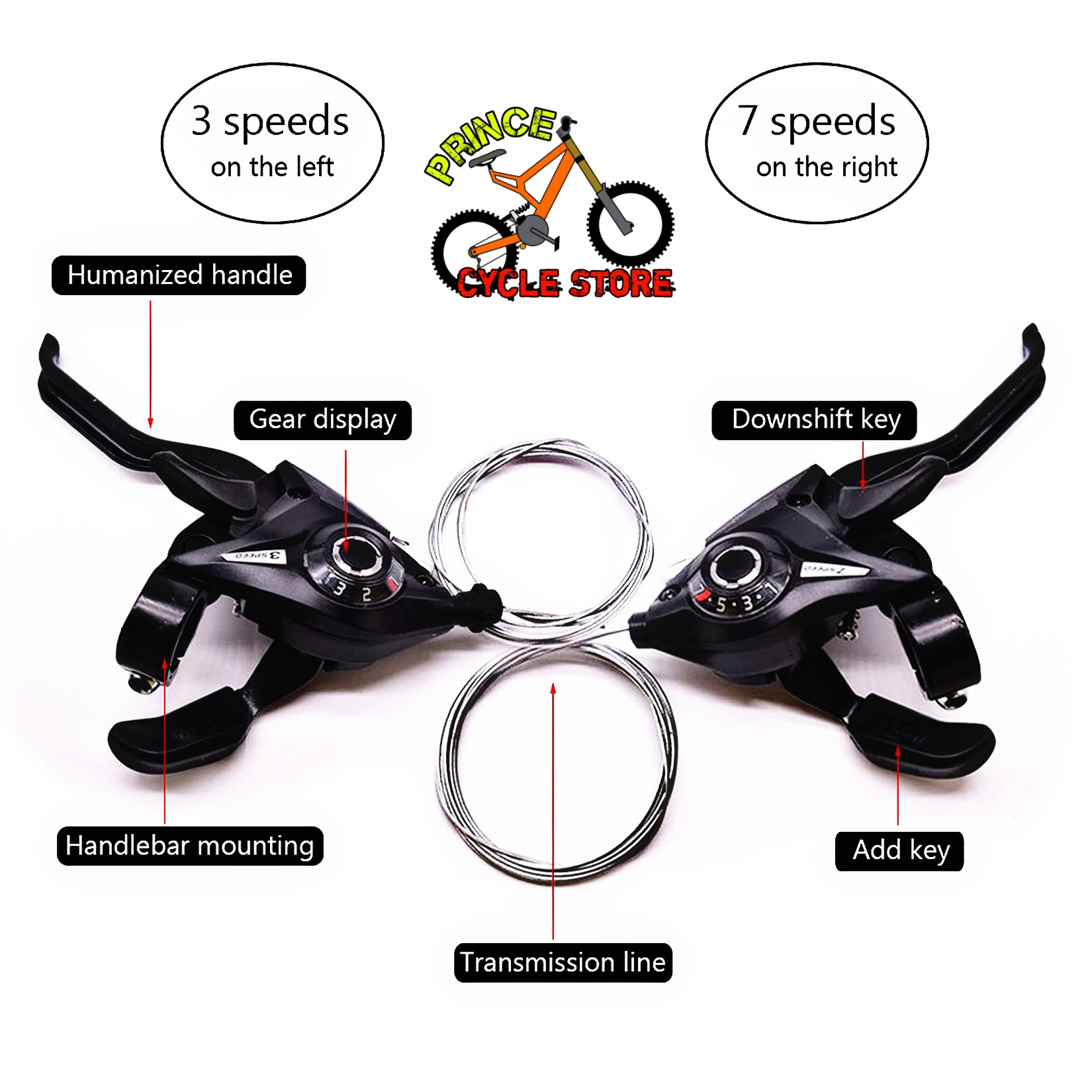 Buy Bicycle Shimano Shifter/ Brake Lever Mountain Cycle Shifter Brake Lever 3x7 & 3x8 Speed (Made in Malaysia) Prince Cycle Store  At Best Price In Bangladesh