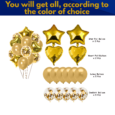 14 PCS Balloon Combo Pack for Anniversaries, Birthdays, and Special Occasions - Perfect for Home, Restaurants, and Showroom Decorations-(Pack of 14 Pcs)