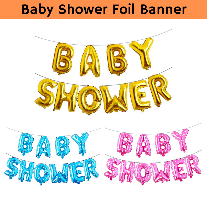 Baby Shower Essential: Golden & Multi Foil Banner Balloon for Party Decoration-(Pack of 1 Pcs)