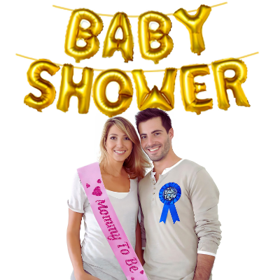 Baby Shower Essential: Golden & Multi Foil Banner Balloon for Party Decoration-(Pack of 1 Pcs)