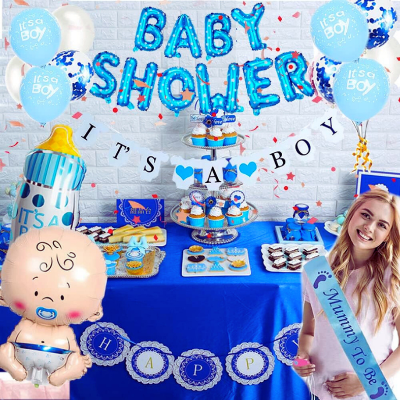 Baby Shower Essential: Golden & Multi Foil Banner Balloon for Party Decoration-(Pack of 1 Pcs)