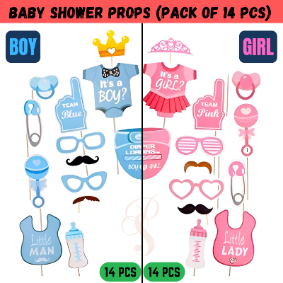 Baby Shower Photoshoot Props– Fun & Stylish Props for Mom-to-Be & Maternity Shoot- (Pack of 14 Pcs)