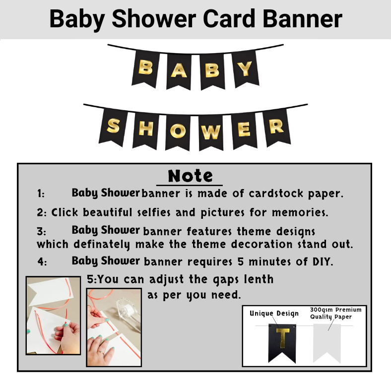 Golden Glamour Baby Shower Celebration: Metallic Balloons Banner, Backdrop Curtain, with Both Side Tape - Full Package (Pack of 34 Pcs)