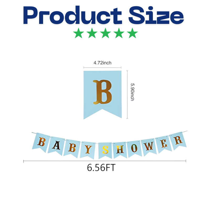 Baby Shower Party Decorations: Card Banner, Metallic Balloons, Confetti & Arch With Both Side Tape - Complete Set for Celebration (68 Pcs)