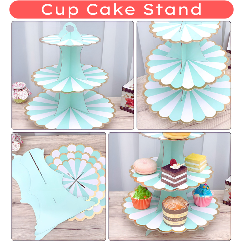 3-Layer Cupcake Stand – Disposable Cupcake Display for Birthdays & Special Occasions- (Pack of 1 Set)