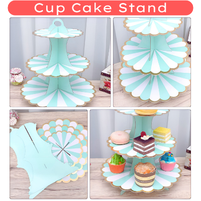 3-Layer Cupcake Stand – Disposable Cupcake Display for Birthdays & Special Occasions- (Pack of 1 Set)